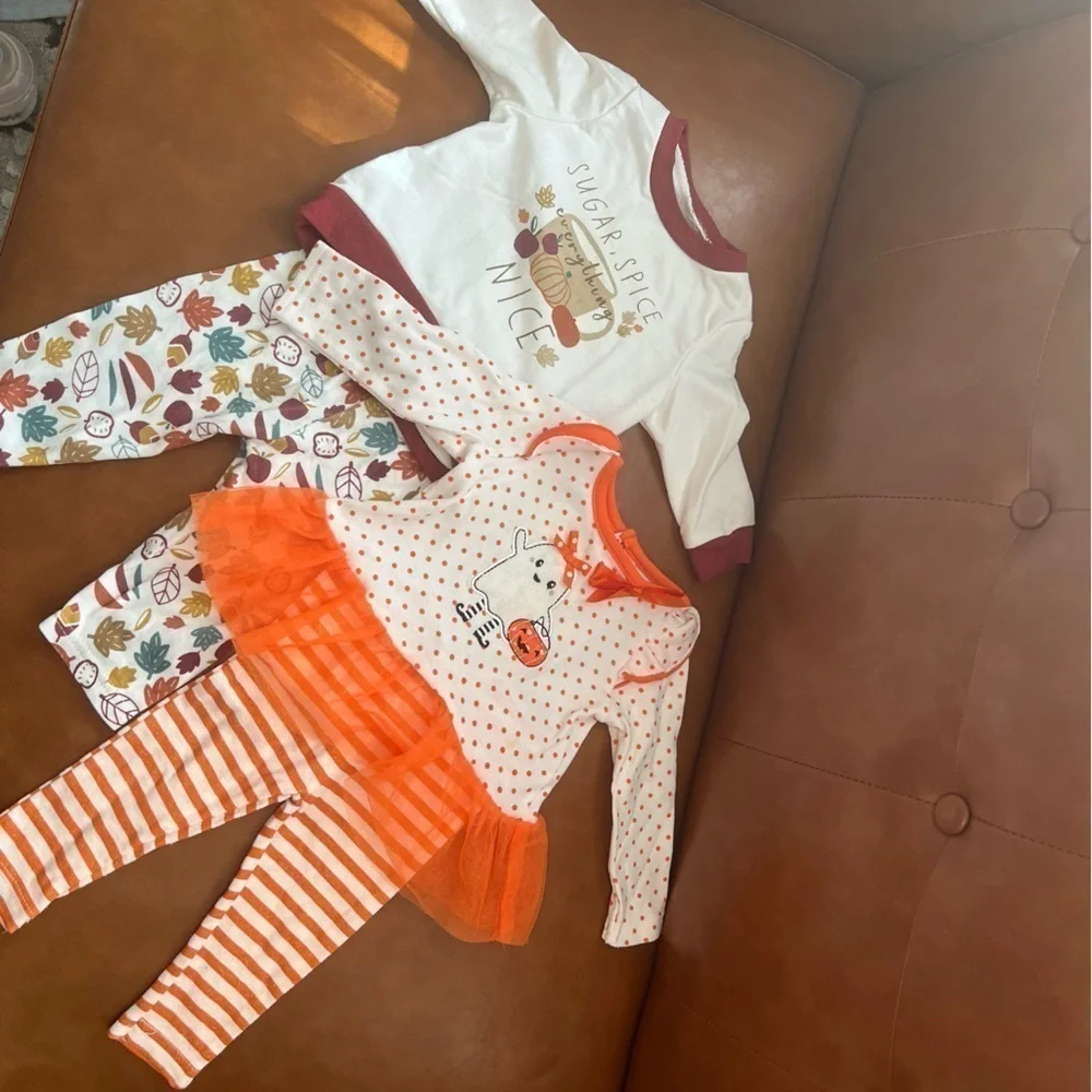 Bundle Baby Girl Infant 3-6m Fall Halloween Matching Tutu Bodysuit Shirt Pants
